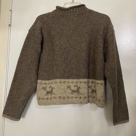 Vintage Obermeyer Wool Knit pullover brown sweater size Medium - Picture 3 of 4
